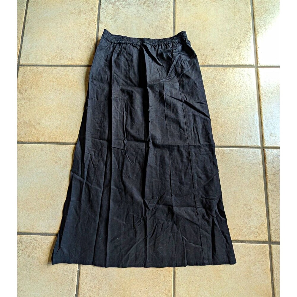 Jaclyn Smith Linen Cotton Woven P Long Skirt Elastic Waist Small 30"